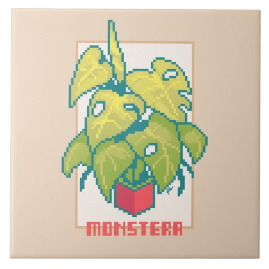 Carreau Monstera Pixelart  (Devant)