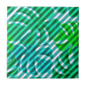 Carreau Monstère tropicale Feuilles et rayures diagonales (Devant)