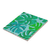 Carreau Monstère tropicale Feuilles et rayures diagonales (Côté)