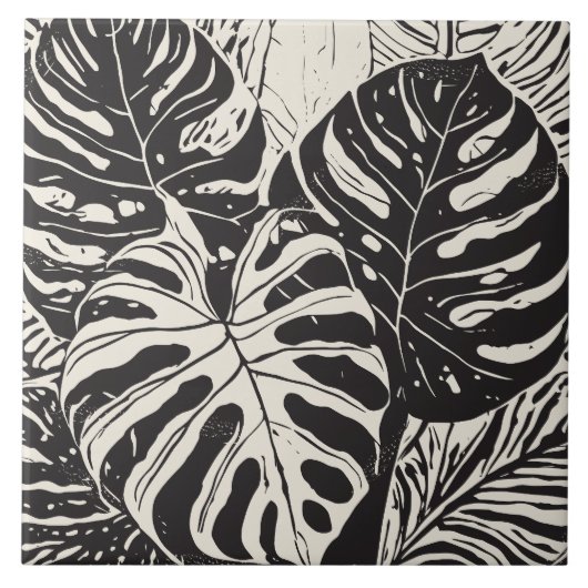 Carreau Monstère tropicale noir et blanc (Devant)