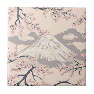 Carreau Mont Fuji avec fleurs de cerisier – Japonais (2)