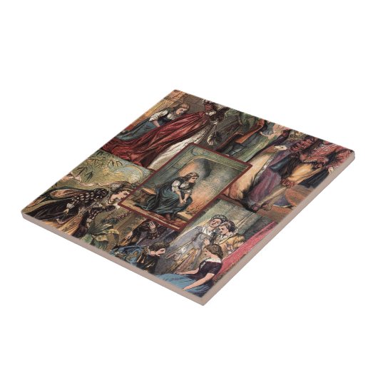 Carreau Montage vintage de Noël de Cendrillon (Côté)