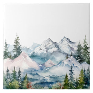 Carreau Montagnes aquarelles Hiver