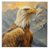 Carreau Montagnes d'aquarelle d'aigle chauve (Devant)