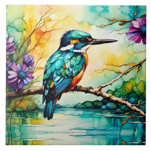 Carreau Montagnes Kingfisher, Eau et Fleurs sauvages (Devant)