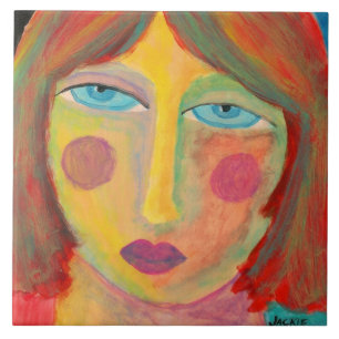 Carreau Moody Portrait Abstrait d'une femme Red Haired