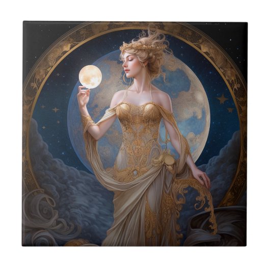 Carreau Moon Goddess Queen Imaginaire Art (Devant)