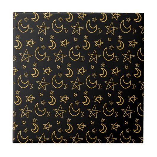 Carreau Moons et étoiles Motif or (Devant)