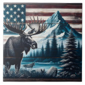 Carreau Moose Against Mountain et Arrière - plan du drapea (Devant)