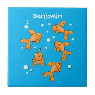 Carreau Morceau de poisson rouge orange mignon sur dessin 