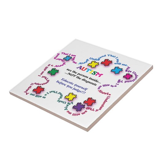 Carreau Morceau de puzzle d'autisme (Côté)