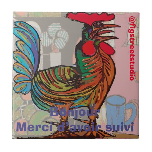 Carreau Morning Rooster, modifier le texte, (Devant)