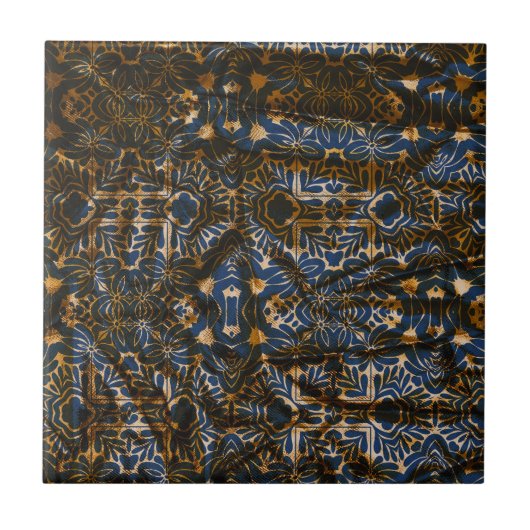 Carreau Moroccan Indigo and Gold Mandala Pattern Accent (Devant)