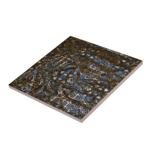 Carreau Moroccan Indigo and Gold Mandala Pattern Accent (Côté)