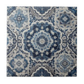 Carreau Moroccan Mediterranean Blue & White Tile Pattern (Devant)