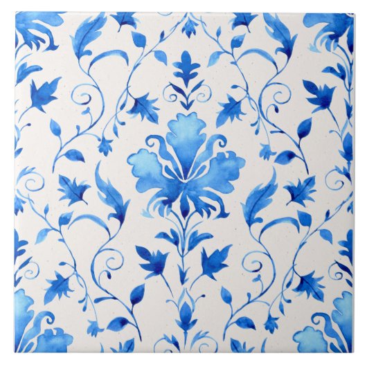 Carreau Moroccan Quatrefoil Blue and White Marble  (Devant)