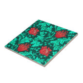 Carreau Morris Anemone Patter, Carrelage rouge profond et  (Côté)