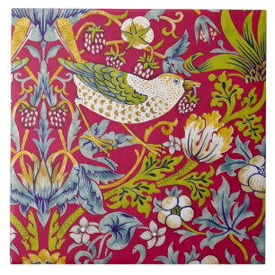 Carreau Morris Red Arrière - plan Strawberry Thief Motif