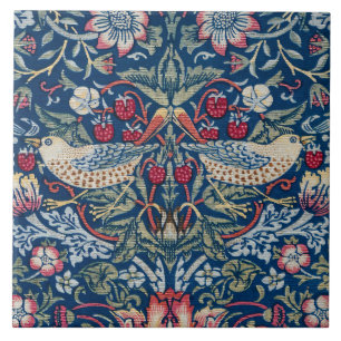 Carreau Morris Strawberry Thief Classique Bleu Indigo Fin