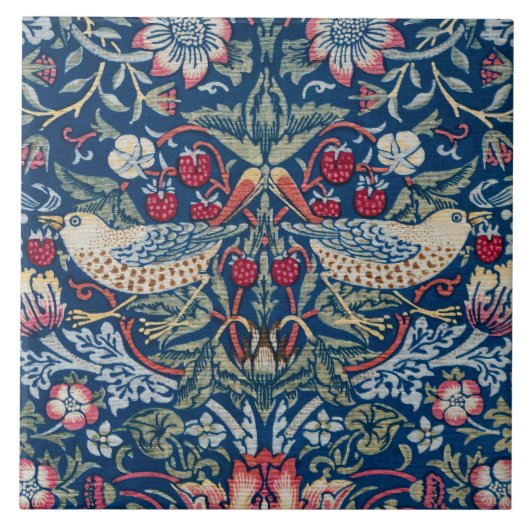 Carreau Morris Strawberry Thief Classique Bleu Indigo Fin (Devant)