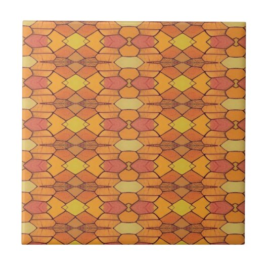Carreau Mosaic design géométrique orange jaune brun chic (Devant)