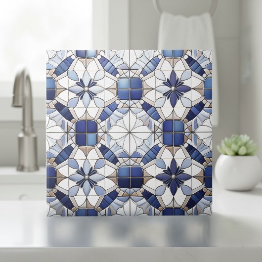 Carreau Mosaic Marocain Carrelage Motif#2 Bleu Blanc ID107