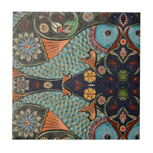 Carreau Mosaic Poisson Sarcelle / Turquoise Moderne Motif