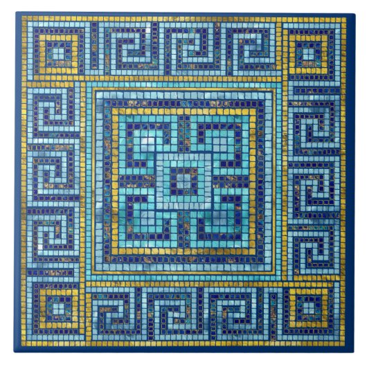 Carreau Mosaic Tile Greek Meander Key (Devant)