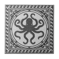 Mosaïque ancienne romaine noir et blanc avec pieuv