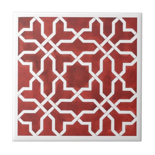 Carreau Mosaïque andalouse rouge ALHAMBRA (Devant)