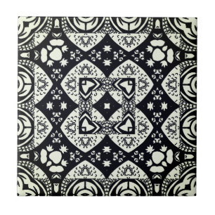 Carreau Mosaïque arabesque Motif Carrelage noir et blanc