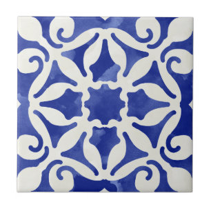 Carreau Mosaïque bleue Aquarelle Motif céramique