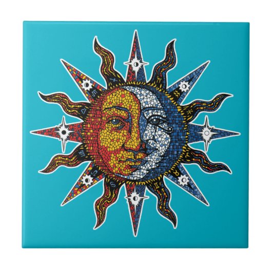 Carreau Mosaïque céleste Sun et lune (Devant)