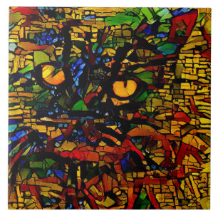 Carreau Mosaïque colorée Chat Art Prin