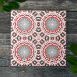 Carreau Mosaïque colorée Kaleidoscope Boho Chic Motif<br><div class="desc">Un design unique en céramique moderne avec un motif en mosaïque géométrique et transparent dans les tons rouge,  blanc et gris.</div>