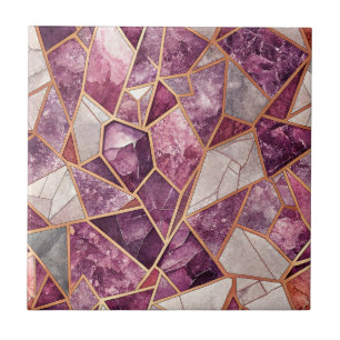 Carreau Mosaïque d'améthyste – Verre fissuré - Violet