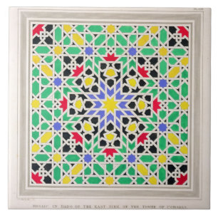 Carreau Mosaïque dans le lambris d'appui du côté est de