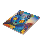 Carreau Mosaïque de chat bleu coloré abstrait chaton voix (Côté)