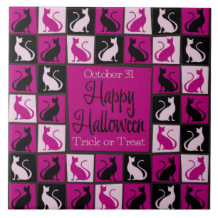 Carreau Mosaïque de chat d'Halloween