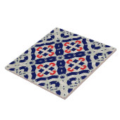 Carreau Mosaïque de Croix vive en bleu marine, rouge et gr (Côté)