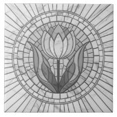 Carreau Mosaïque de fleur de tulipe - Marbre blanc (Devant)