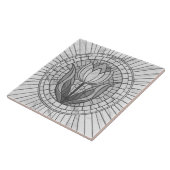 Carreau Mosaïque de fleur de tulipe - Marbre blanc (Côté)