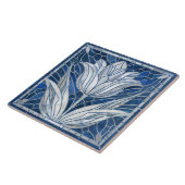 Carreau Mosaïque de fleur de tulipe - Marbre bleu et Pearl (Côté)