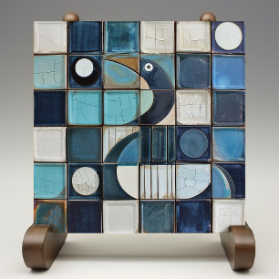 Carreau Mosaïque de Héron Bleu Majestueux Faux Relief