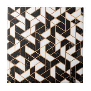 Carreau Mosaïque de marbre noire et blanche