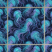Carreau Mosaïque de méduses sarcelle violet iridescent