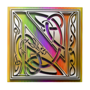 Carreau Mosaïque de monogramme personnalisé N Celbow Rai