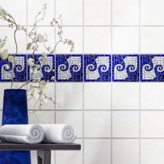 Carreau Mosaïque de mosaïque grecque Art Blue Glass et Pea