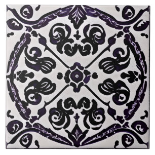 Carreau Mosaïque de style marocain noir et blanc