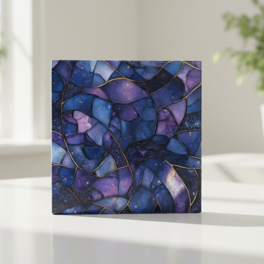 Carreau Mosaïque de verre coloré de la galaxie de minuit